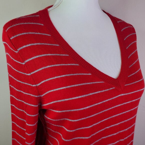 Maison Jules Juniors Red Striped Pullover Sweater S - Picture 2 of 10